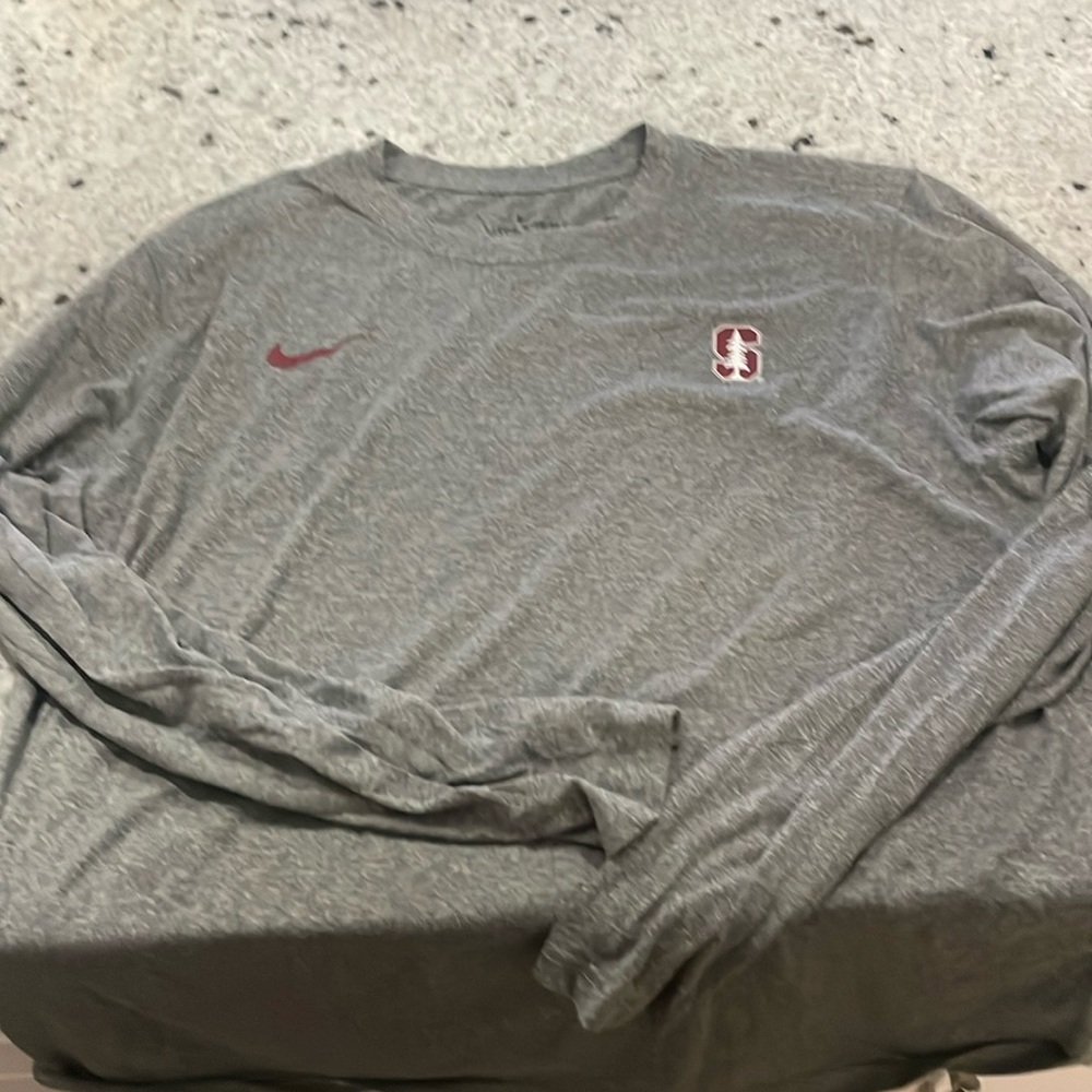 Nike Dri-fit long sleeve, gray with Stanford branding, size XL